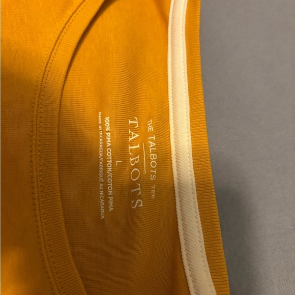Talbots Shirt Large Women’s Gold Longsleeve NWOT Crew Neck 100% Cotton - Picture 10 of 12